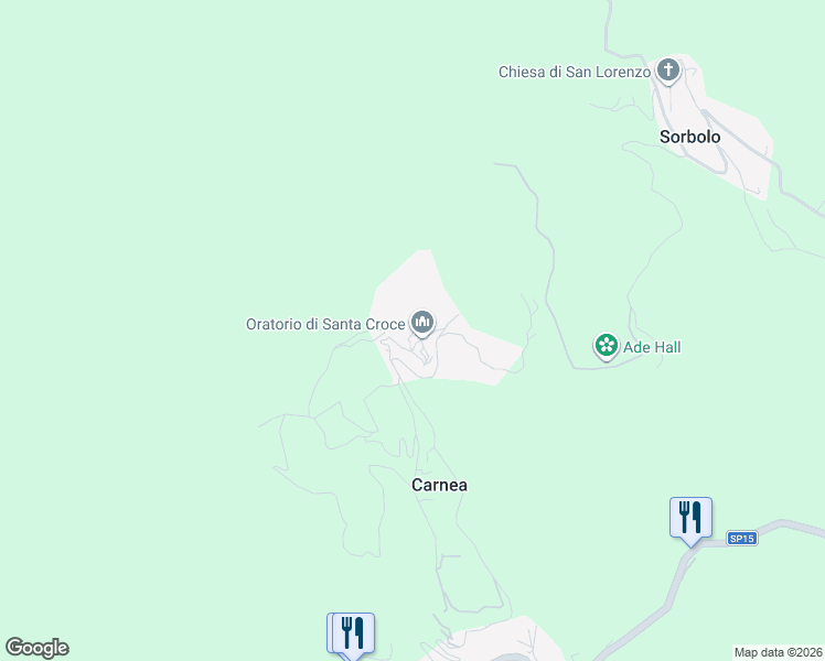 map of restaurants, bars, coffee shops, grocery stores, and more near 19 Via San Croce in Carnea