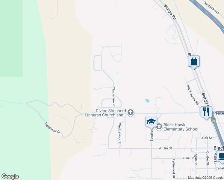 map of restaurants, bars, coffee shops, grocery stores, and more near 7701-7799 Timberline Road in Black Hawk