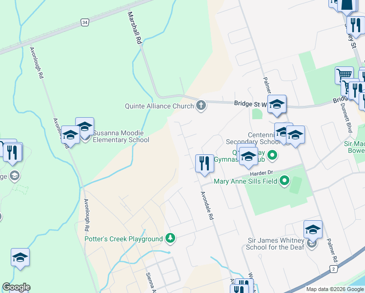 map of restaurants, bars, coffee shops, grocery stores, and more near in Belleville