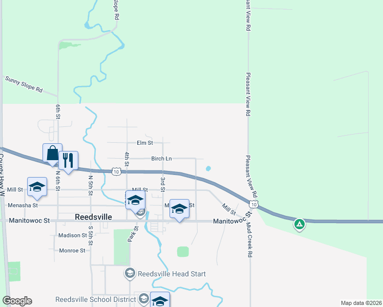 map of restaurants, bars, coffee shops, grocery stores, and more near 315 North 2nd Street in Reedsville