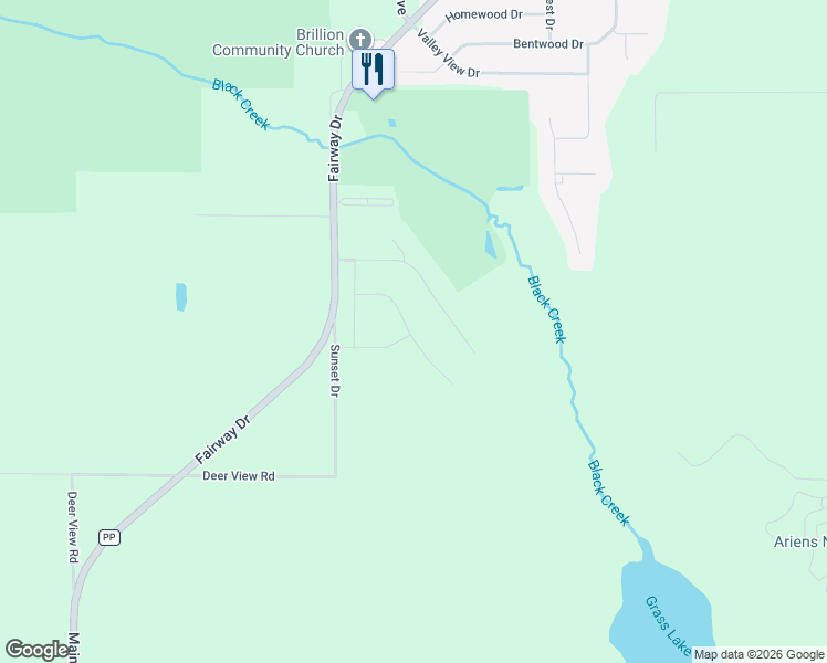 map of restaurants, bars, coffee shops, grocery stores, and more near 372 Ridgeway Drive in Brillion