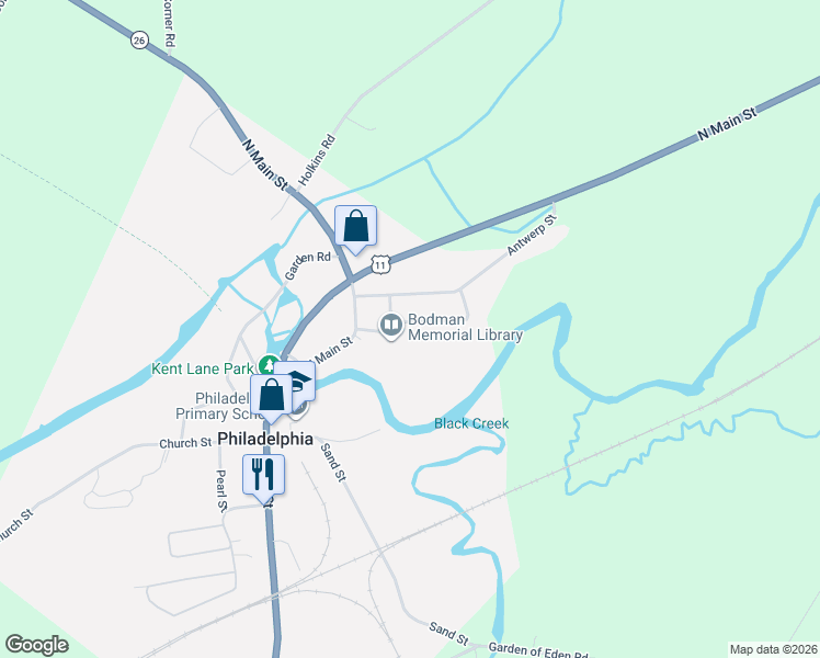 map of restaurants, bars, coffee shops, grocery stores, and more near 2 Clark Street in Philadelphia