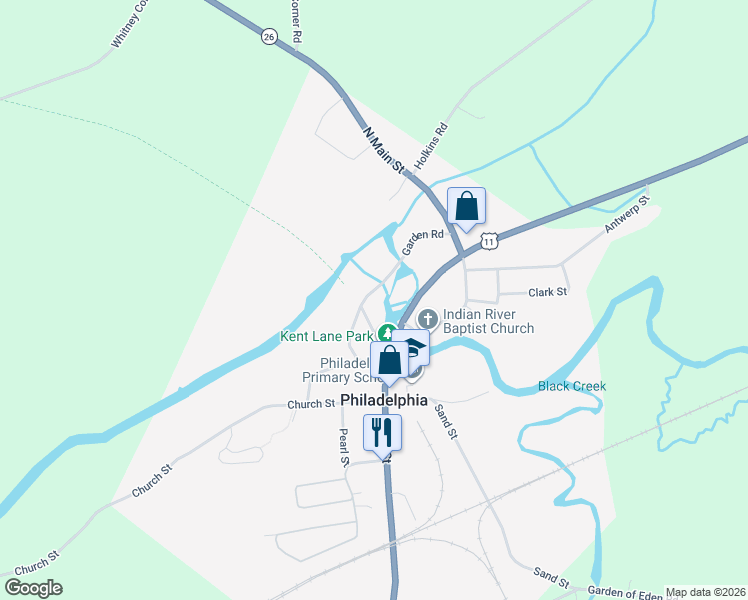 map of restaurants, bars, coffee shops, grocery stores, and more near 16 Garden Road in Philadelphia