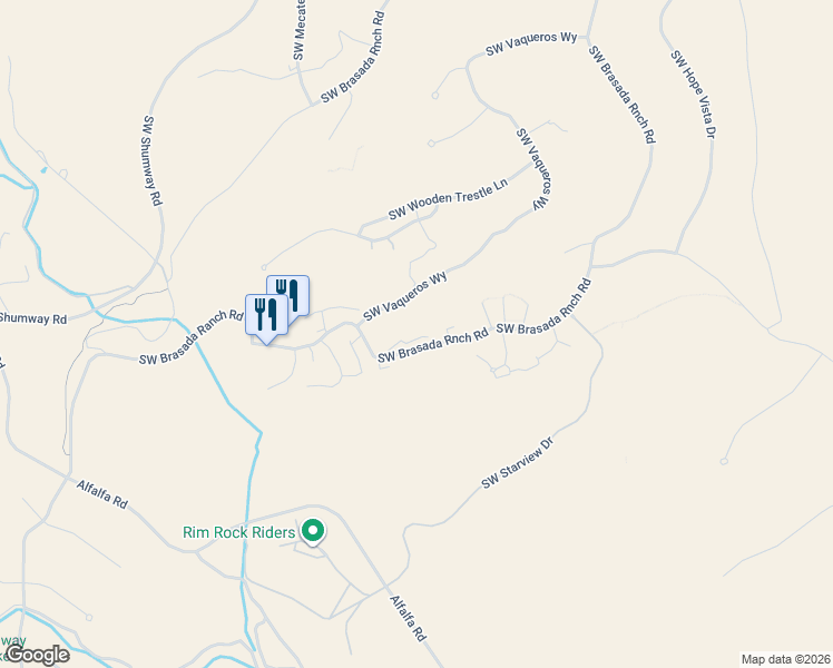 map of restaurants, bars, coffee shops, grocery stores, and more near 16764 South West Brasada Ranch Road in Powell Butte