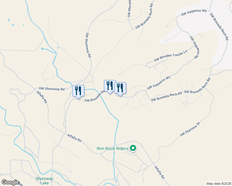 map of restaurants, bars, coffee shops, grocery stores, and more near Southwest Brasada Ranch Road in Crook County