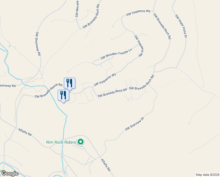 map of restaurants, bars, coffee shops, grocery stores, and more near 16759 South West Brasada Ranch Road in Powell Butte