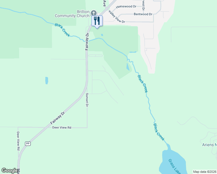 map of restaurants, bars, coffee shops, grocery stores, and more near 413 Ridgeway Drive in Brillion