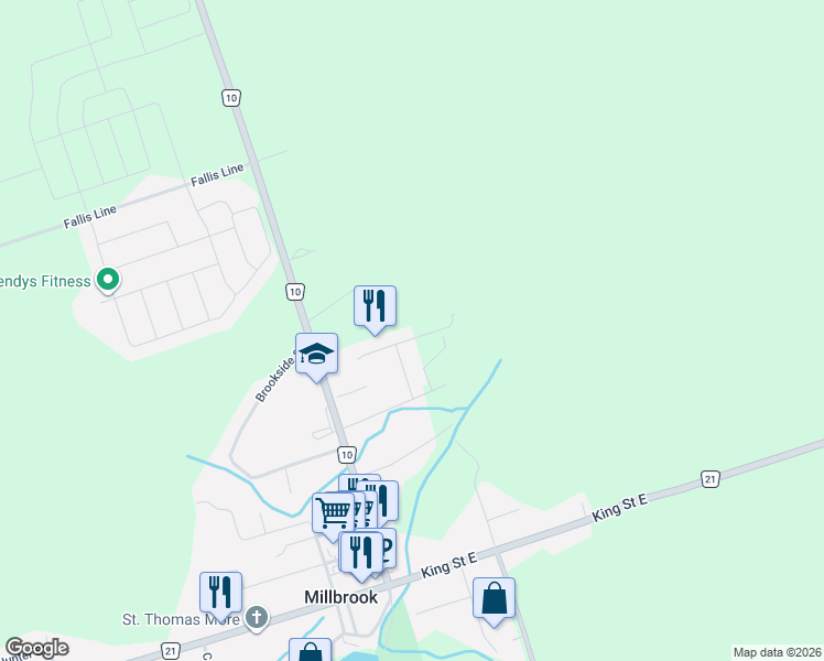map of restaurants, bars, coffee shops, grocery stores, and more near 12 Coldbrook Drive in Millbrook