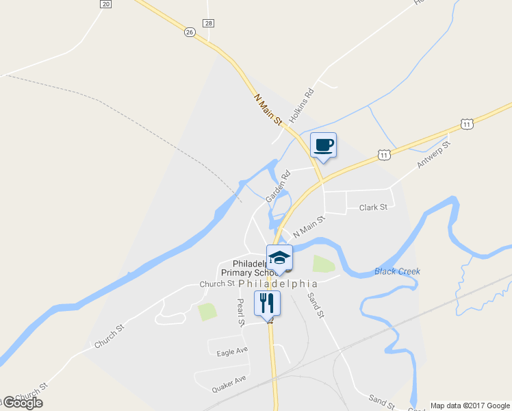 map of restaurants, bars, coffee shops, grocery stores, and more near 17 Garden Road in Philadelphia