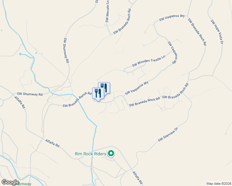 map of restaurants, bars, coffee shops, grocery stores, and more near 16833 South West Brasada Ranch Road in Powell Butte
