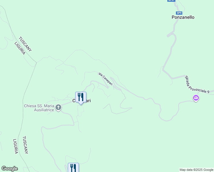 map of restaurants, bars, coffee shops, grocery stores, and more near 82 Via Canepari in Provincia di Massa e Carrara