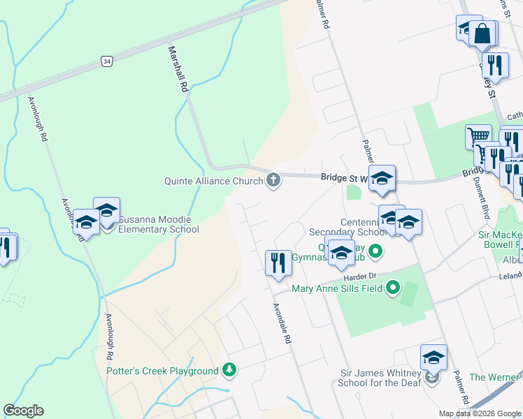 map of restaurants, bars, coffee shops, grocery stores, and more near 22 Lavender Place in Belleville