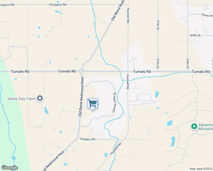map of restaurants, bars, coffee shops, grocery stores, and more near 64945 Glacier View Drive in Bend