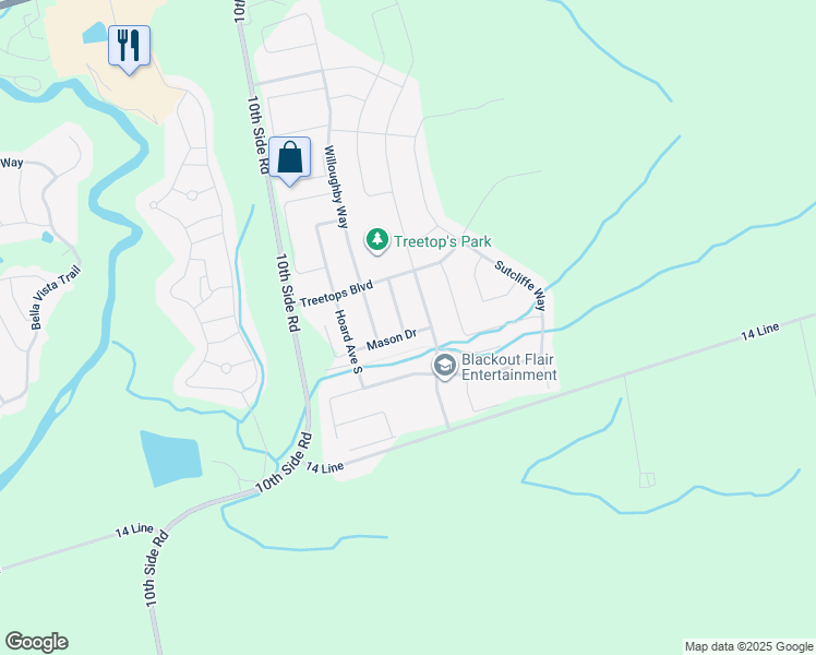 map of restaurants, bars, coffee shops, grocery stores, and more near 10 Mason Drive in New Tecumseth