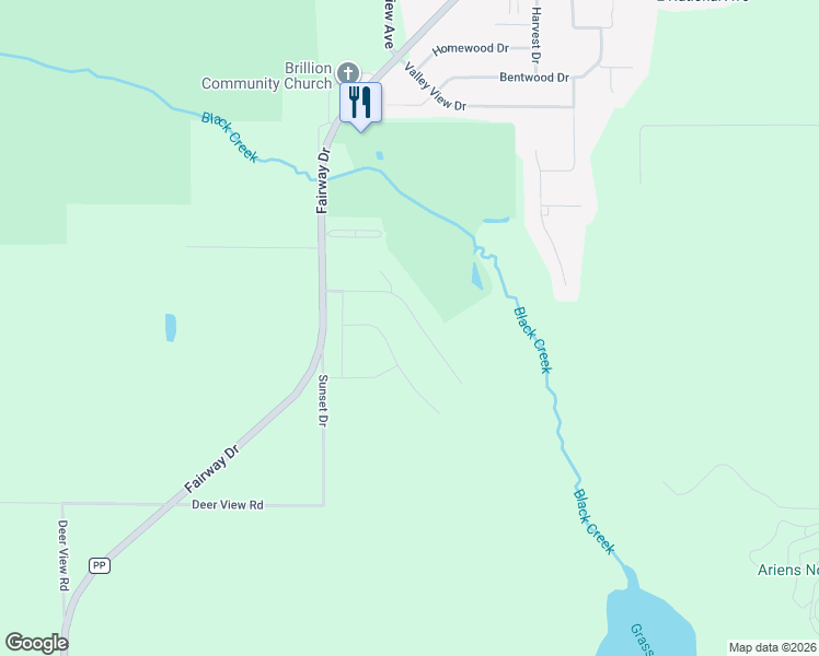 map of restaurants, bars, coffee shops, grocery stores, and more near 413 Ridgeway Drive in Brillion