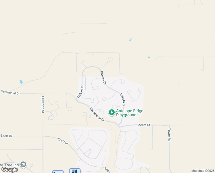 map of restaurants, bars, coffee shops, grocery stores, and more near Dakota Drive in Meade County