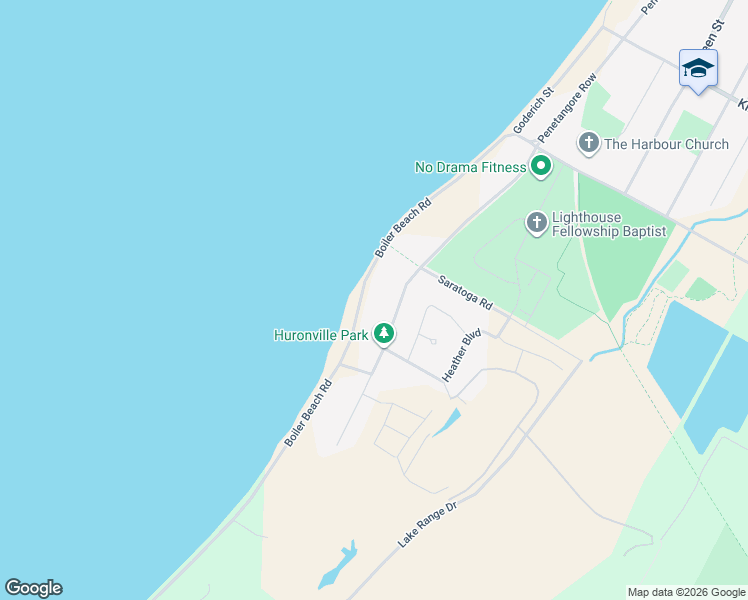 map of restaurants, bars, coffee shops, grocery stores, and more near 16 Penetangore Row South in Kincardine