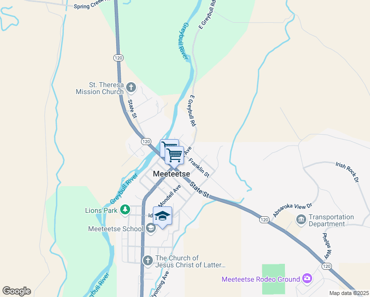 map of restaurants, bars, coffee shops, grocery stores, and more near 10-98 Park Avenue in Cody