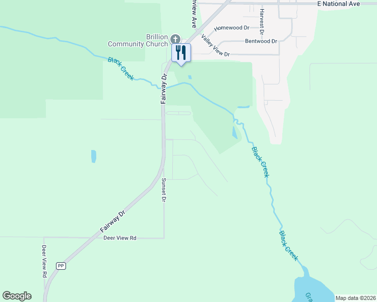 map of restaurants, bars, coffee shops, grocery stores, and more near 1112 Autumn Drive in Brillion