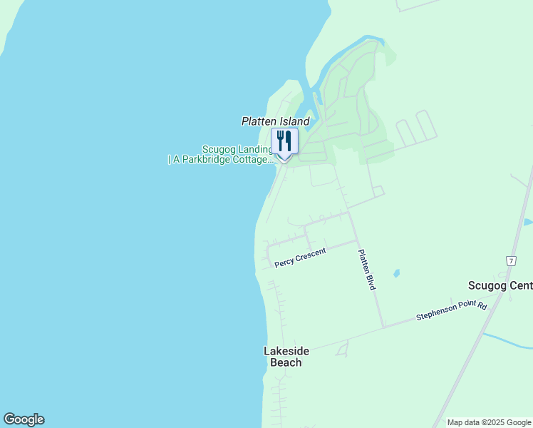 map of restaurants, bars, coffee shops, grocery stores, and more near 62 Lakeside Beach Road in Port Perry