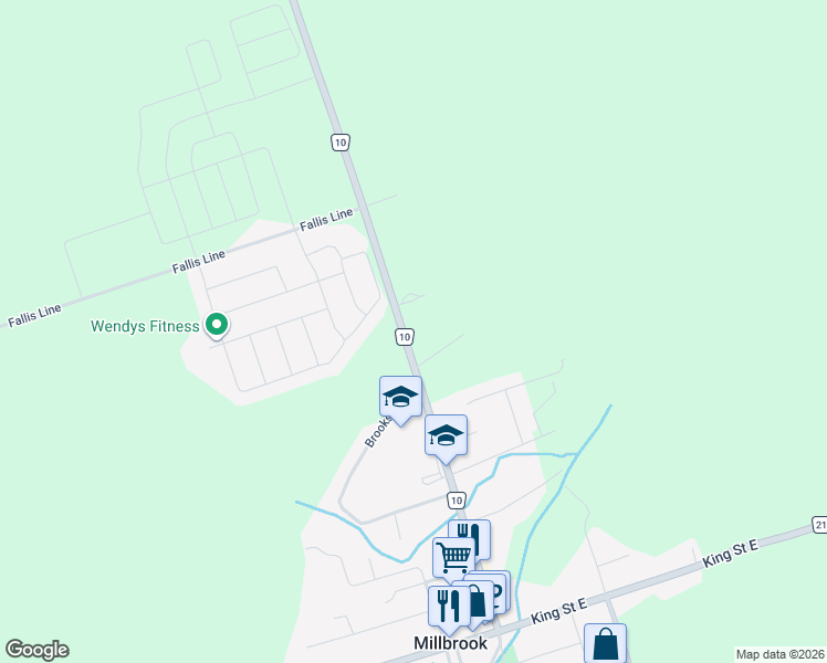 map of restaurants, bars, coffee shops, grocery stores, and more near 917 Peterborough County Road 10 in Millbrook