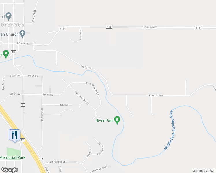 map of restaurants, bars, coffee shops, grocery stores, and more near 10011 110th Street Northwest in Oronoco