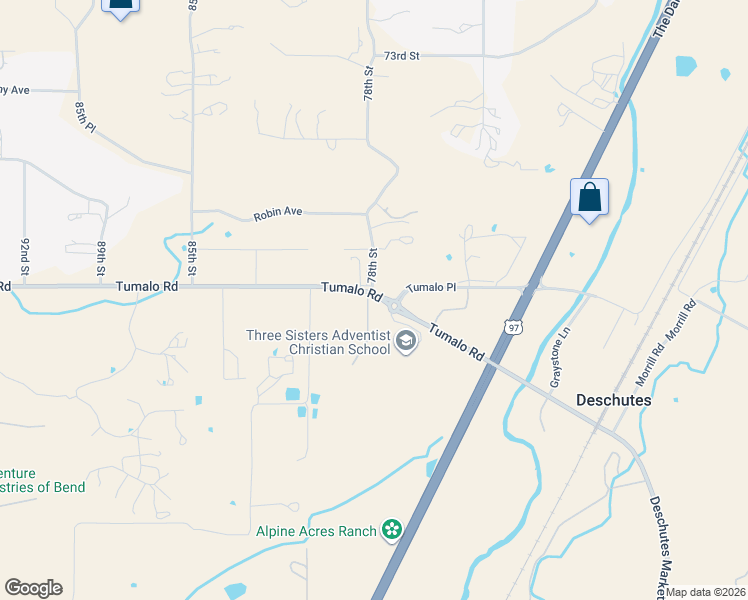 map of restaurants, bars, coffee shops, grocery stores, and more near 21140 78th Street in Bend