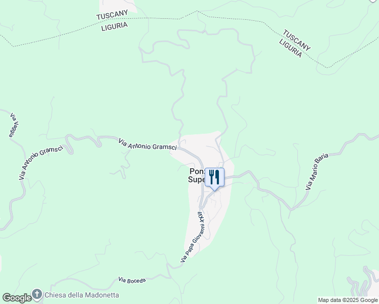 map of restaurants, bars, coffee shops, grocery stores, and more near 95 Via Antonio Gramsci in Ponzano Superiore