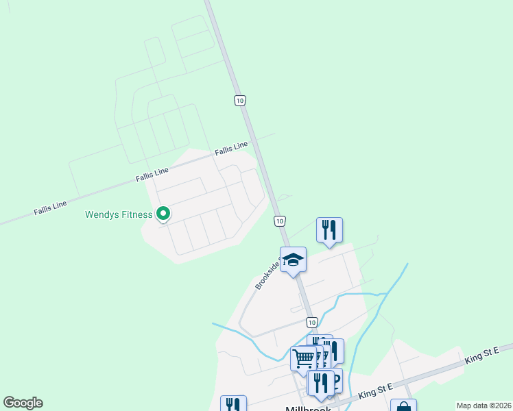 map of restaurants, bars, coffee shops, grocery stores, and more near 58 Highlands Boulevard in Cavan-Monaghan