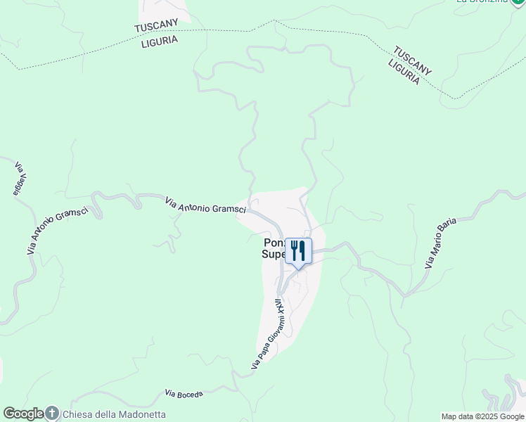 map of restaurants, bars, coffee shops, grocery stores, and more near 95 Via Antonio Gramsci in Ponzano Superiore
