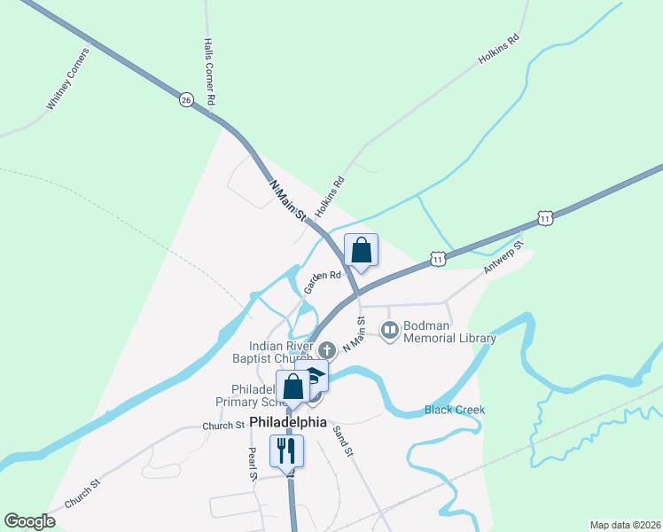 map of restaurants, bars, coffee shops, grocery stores, and more near 21 Garden Road in Philadelphia