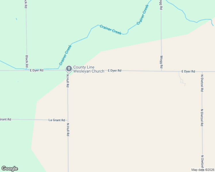 map of restaurants, bars, coffee shops, grocery stores, and more near 5516 East Dyer Road in Twining