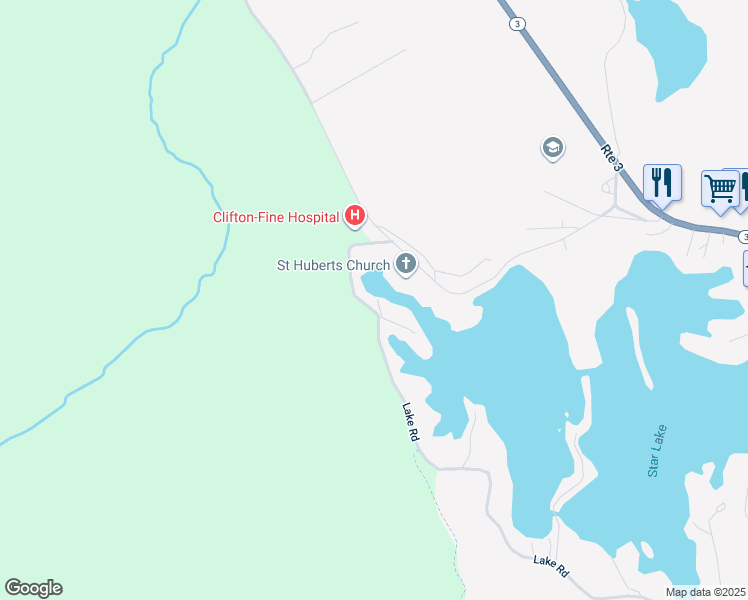 map of restaurants, bars, coffee shops, grocery stores, and more near 55 Lake Rd in Star Lake
