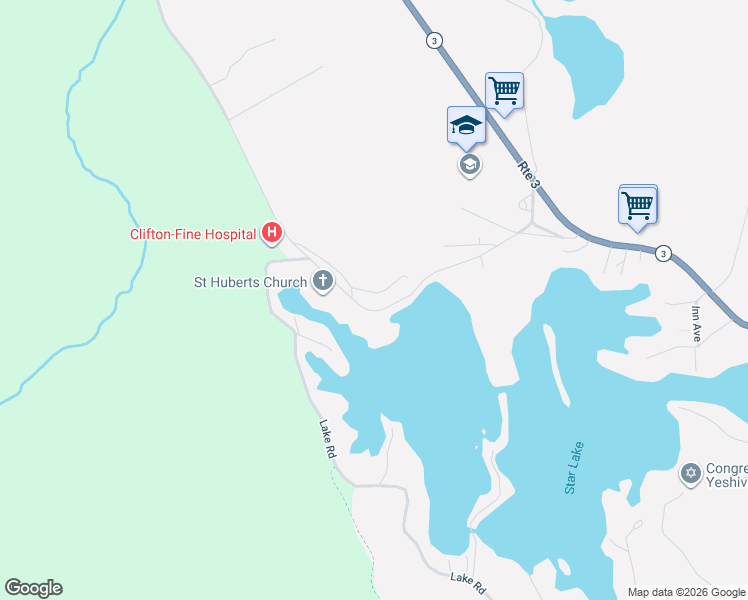 map of restaurants, bars, coffee shops, grocery stores, and more near 1-27 Cherry Hill Rd in Star Lake