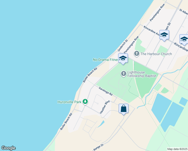 map of restaurants, bars, coffee shops, grocery stores, and more near 39 Goderich Street in Kincardine