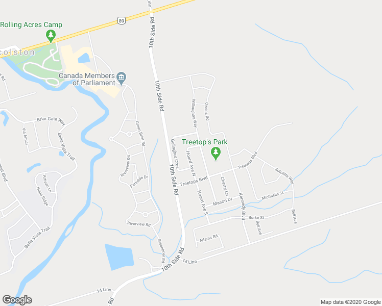 map of restaurants, bars, coffee shops, grocery stores, and more near 43 Hoard Avenue North in New Tecumseth