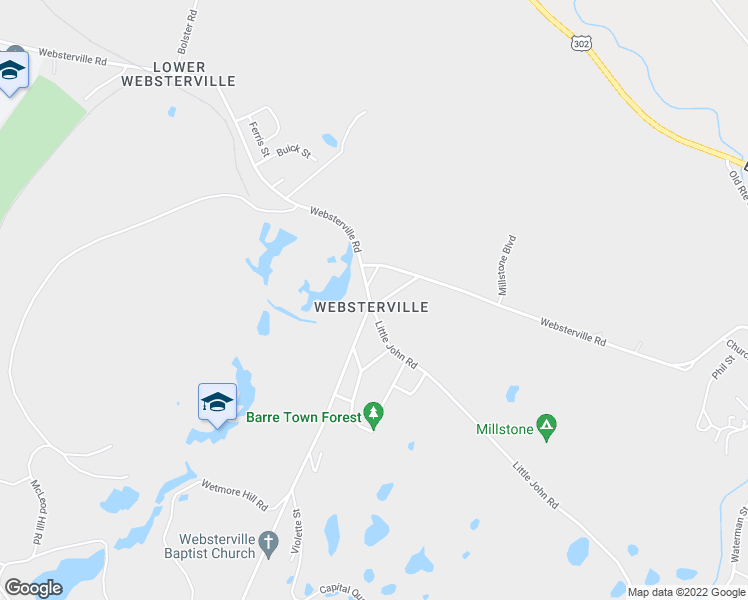 map of restaurants, bars, coffee shops, grocery stores, and more near 15 Church Hill Road in Barre