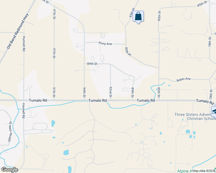 map of restaurants, bars, coffee shops, grocery stores, and more near 65037 92nd Street in Bend