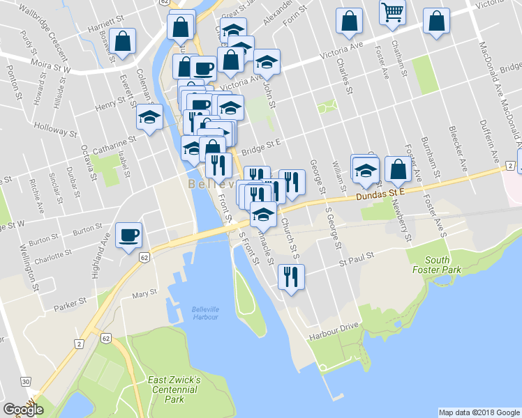 map of restaurants, bars, coffee shops, grocery stores, and more near 143 Pinnacle Street in Belleville