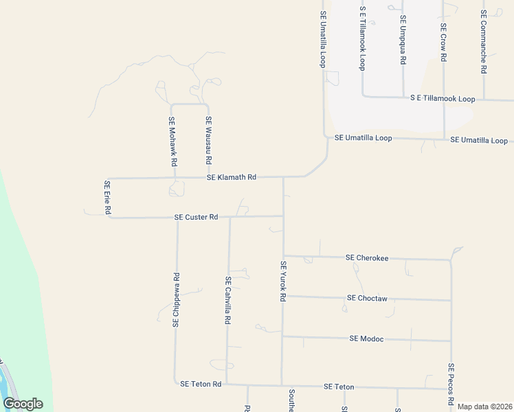 map of restaurants, bars, coffee shops, grocery stores, and more near 3049 Southeast Custer Road in Prineville