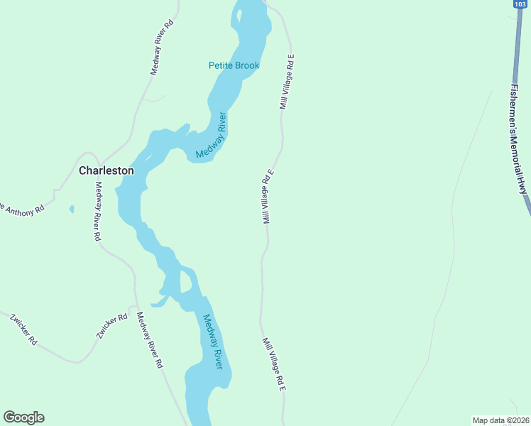 map of restaurants, bars, coffee shops, grocery stores, and more near Mill Village Road East in Region of Queens Municipality