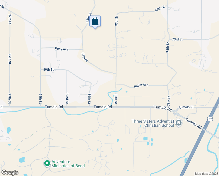 map of restaurants, bars, coffee shops, grocery stores, and more near 65043 85th Street in Bend