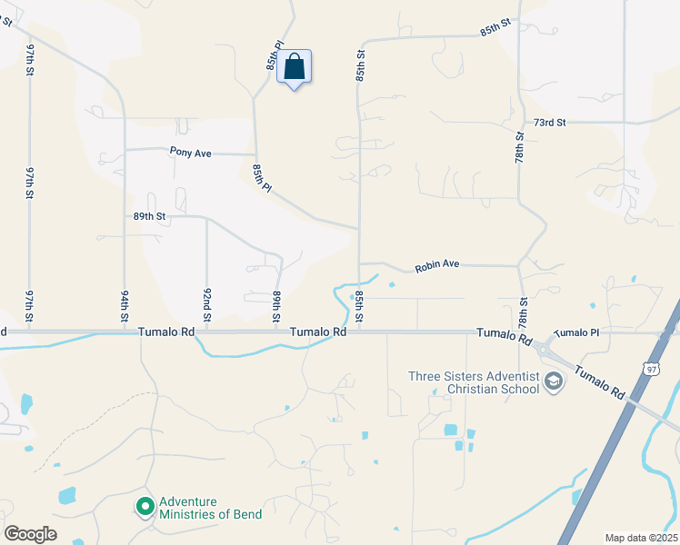 map of restaurants, bars, coffee shops, grocery stores, and more near 65043 85th Street in Bend