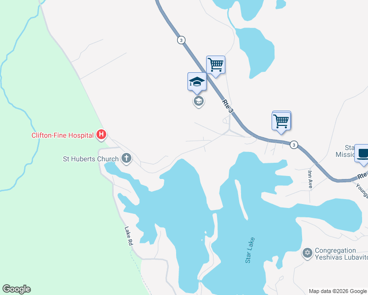 map of restaurants, bars, coffee shops, grocery stores, and more near 1130 Oswegatchie Trail in Star Lake
