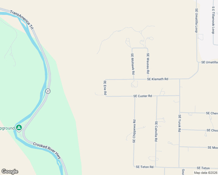 map of restaurants, bars, coffee shops, grocery stores, and more near 15573 Southeast Erie Road in Prineville