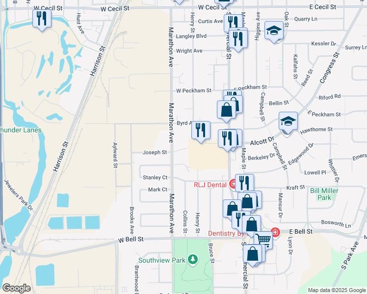map of restaurants, bars, coffee shops, grocery stores, and more near 2112 Marathon Avenue in Neenah