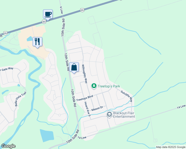 map of restaurants, bars, coffee shops, grocery stores, and more near 19 Owens Road in New Tecumseth