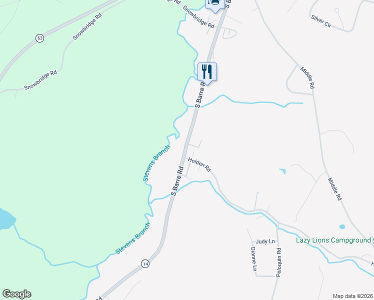 map of restaurants, bars, coffee shops, grocery stores, and more near 796 South Barre Road in Barre