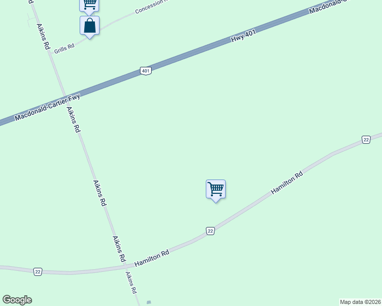 map of restaurants, bars, coffee shops, grocery stores, and more near in Quinte West