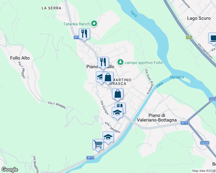 map of restaurants, bars, coffee shops, grocery stores, and more near 10 Piazza Giacomo Matteotti in Piano di Follo